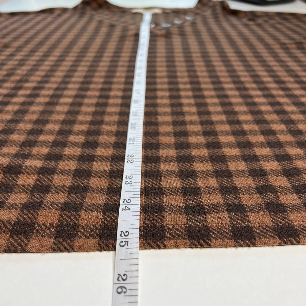 Soft Surroundings Women's Tunic Brown / Black Plaid Peasant V-Neck Top Size L - Picture 7 of 8